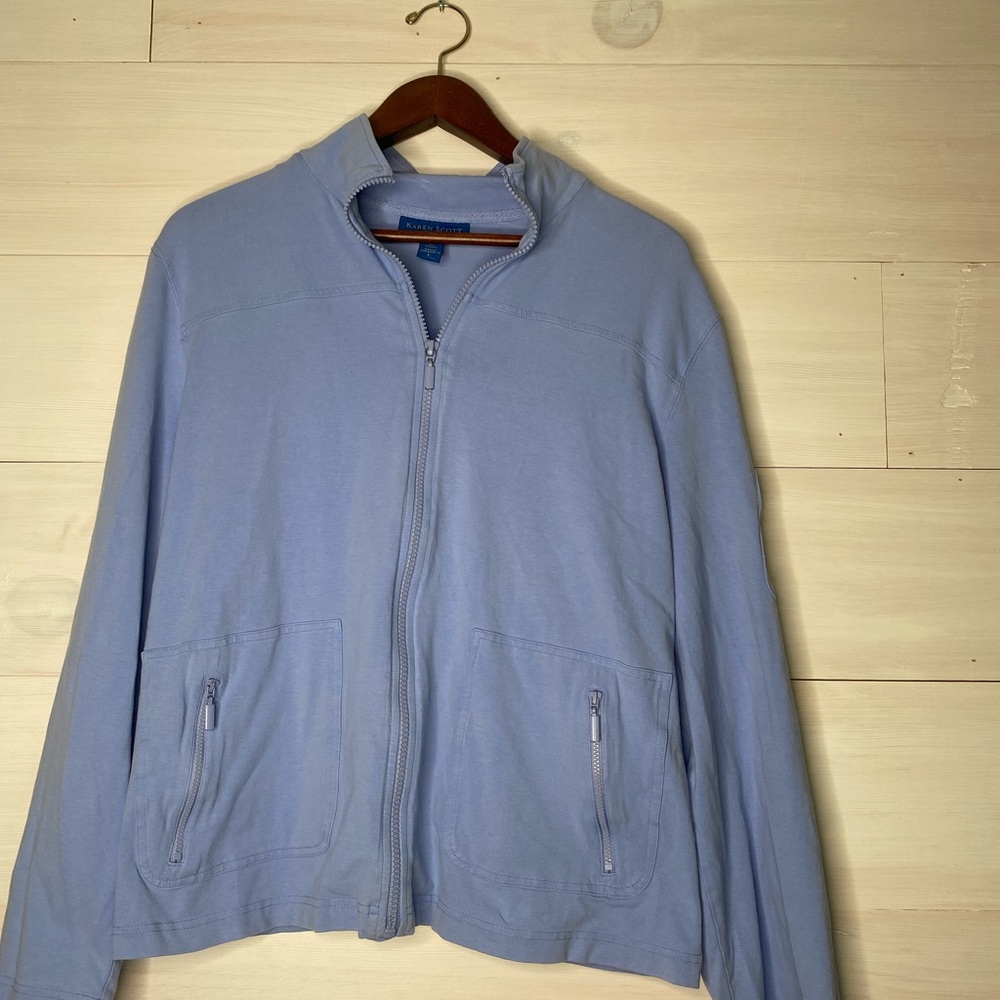 Karen Scott Sports Jacket Women's Size Large Light Blue In Color